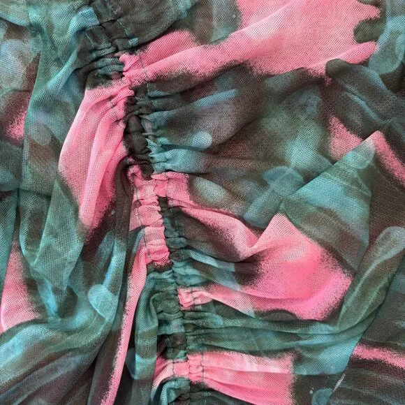 Topshop Rave Maximalist Mock Neck Long Sleeve Mesh Top SMALL - Picture 3 of 6